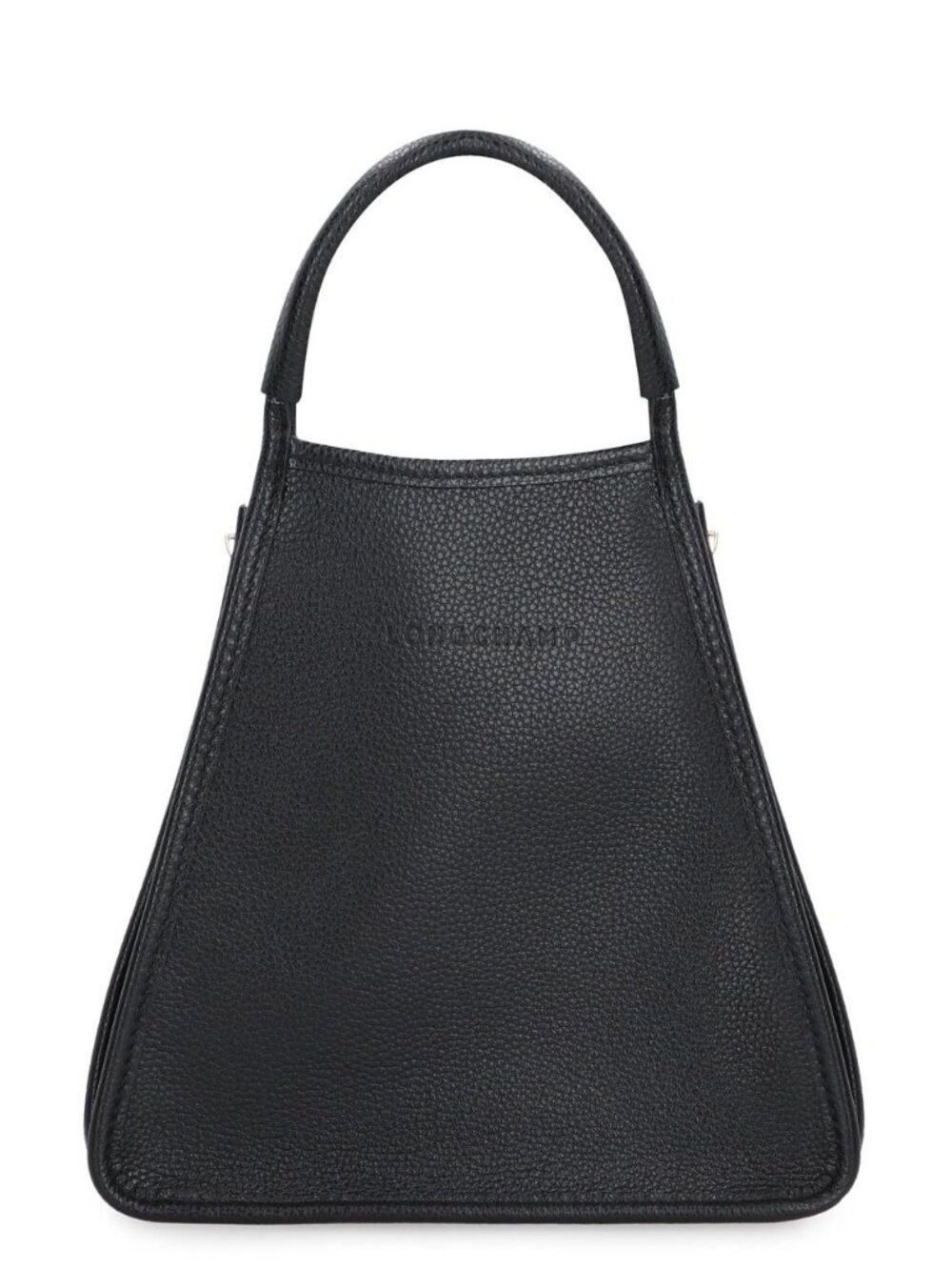 Longchamp Black Pebbled Leather Satchel